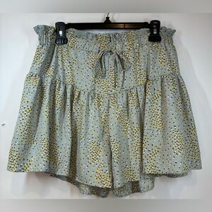 Santa Sofia Sage Green Floral Tiered Ruffle Skort Paperbag Waist Size Large